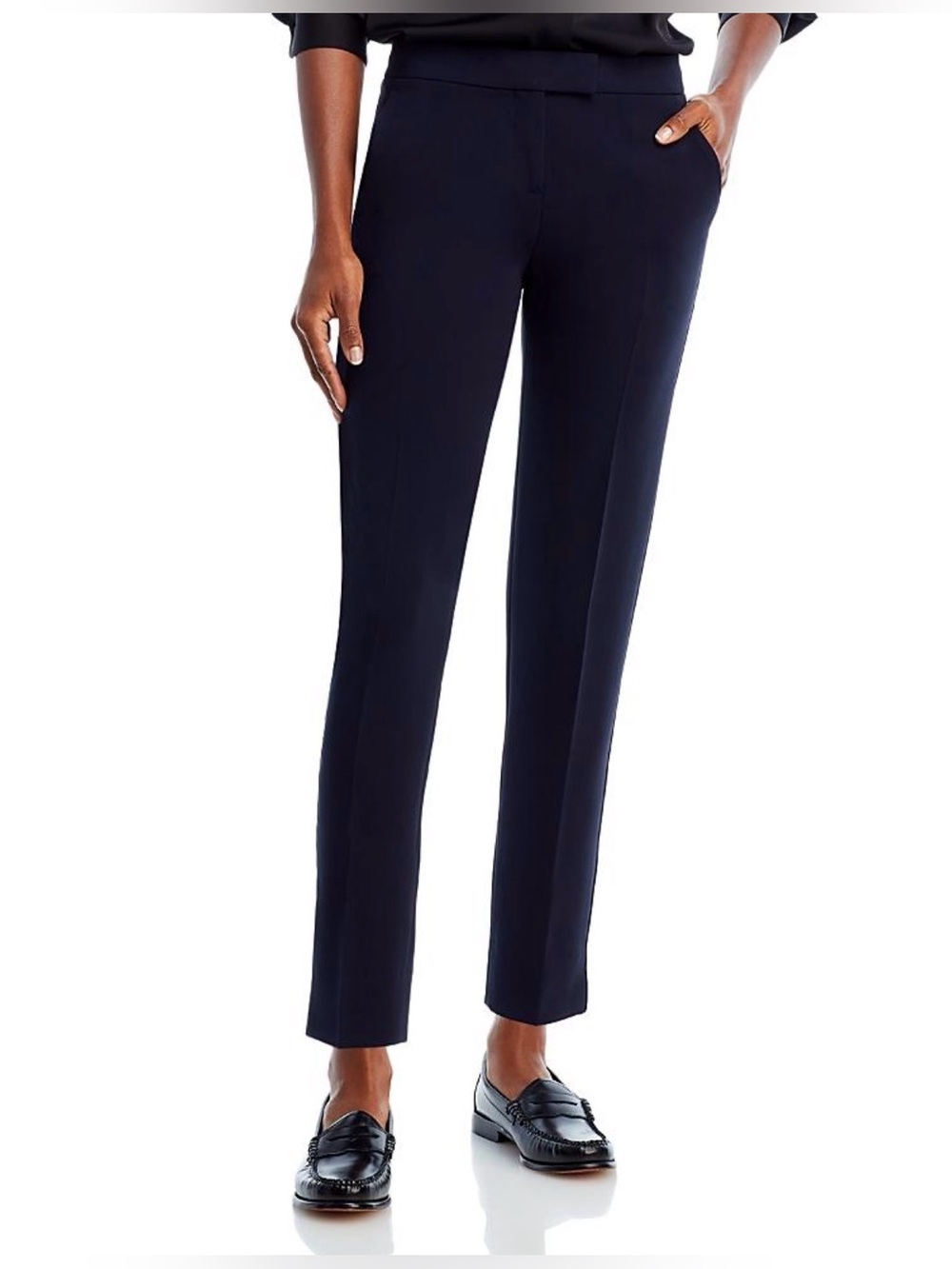 Theory Ibbey 2 Admiral Crepe Navy Straight Leg Ankle Trouser Pants 8